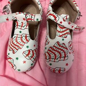 Festive Kids Shoes with Red and Green Stripes